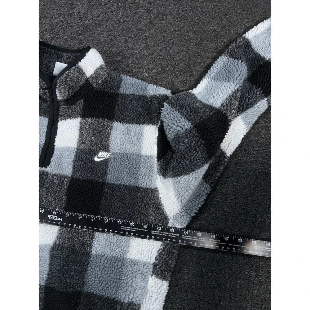 Nike Club Winterized Half Zip Men's‎ Medium Black White Gingham Check Fleece